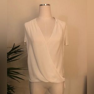 White asymmetrical high-low Reiss short sleeve blouse size UK 4 / US 0